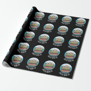 Ice-berg-er Funny Cheeseburger Pun Dark BG Wrapping Paper