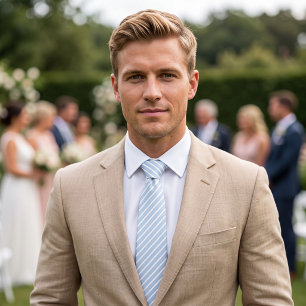 Ice Blue and White Stripes Tie