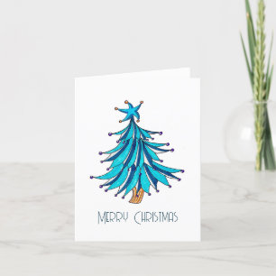 Ice Blue Christmas Tree greeting card