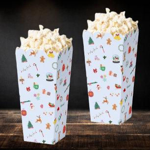 Ice blue cute Christmas illustrations popcorn Favor Box