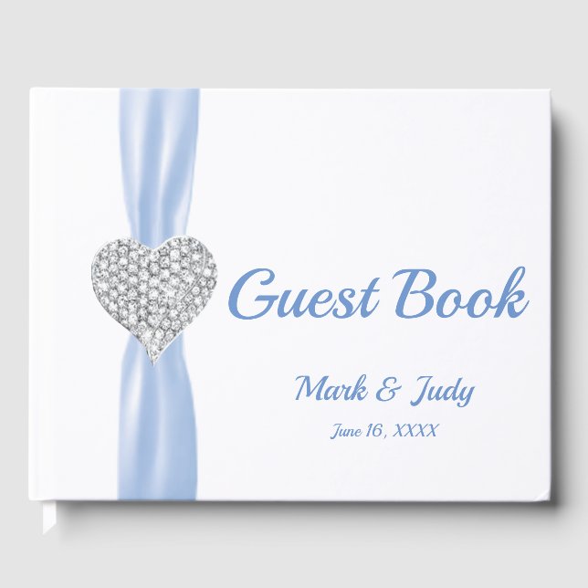 Ice Blue Diamond Heart Mariage Livre d'or (Recto)