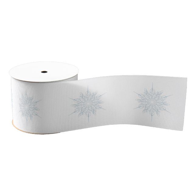 Ice Blue Elegant Snowflake Christmas Gift Wrap Grosgrain Ribbon (Spool)
