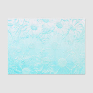 Ice blue embossed flowers tissue paper