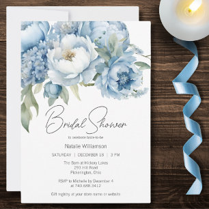 Ice Blue Floral Bridal Shower  Invitation