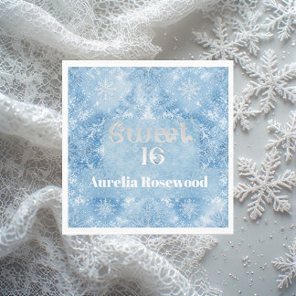 Ice Blue Frost Fairytale Winter Snow Sweet 16 Chic Napkin