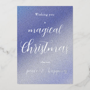 Ice Blue Glitter Christmas Card - Personalized