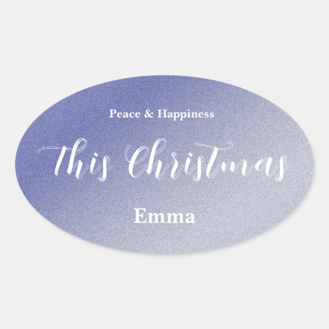 Ice Blue Glitter Christmas Sticker - Personalized (Front)
