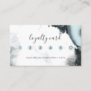 Ice Blue Grey Black Marble Background 6 Punch Loyalty Card