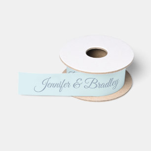 Ice Blue Grey Elegant Wedding Personalized Name Satin Ribbon