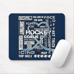 Ice Blue Heart Hockey Words White Logo 2 Mouse Pad