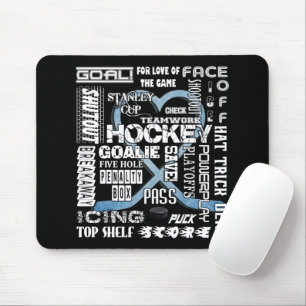 Ice Blue Heart Hockey Words White Logo Mouse Pad