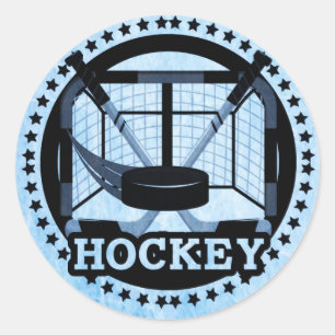 Ice Blue Hockey Classic Round Sticker