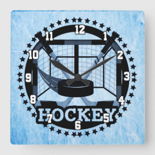 Ice Blue Hockey Square Wall Clock