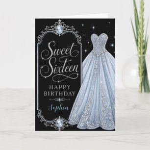 Ice Blue Jewel Sweet 16 Birthday Celebration Card