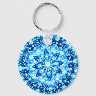 Ice Blue Kaleidoscope Mandala – Frost Glow Keychai Keychain
