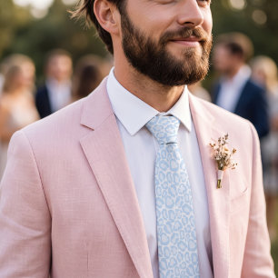 Ice Blue Leopard Print Tie