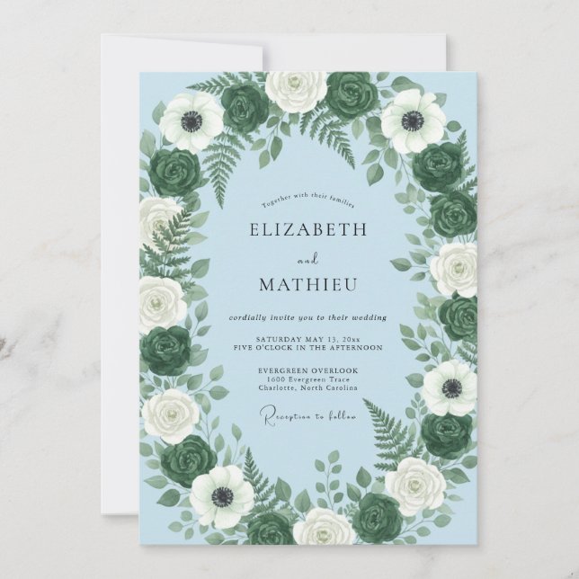 Ice Blue Lush Winter Wedding Invitation (Front)