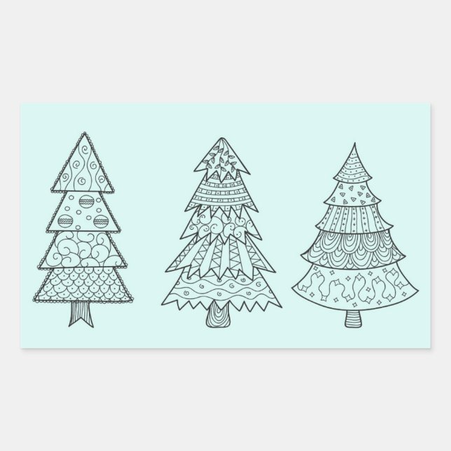 Ice blue pastel elegant stylish Christmas trees Sticker (Front)