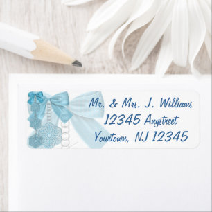Ice Blue Ribbon Snowflake Return Address Label