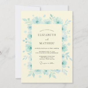 Ice Blue Serene Floral Wedding Invitation