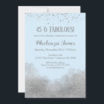Ice Blue Silver Confetti Birthday Invitation<br><div class="desc">An elegant pastel blue and silver birthday invitation featuring silver confetti dust at the top and silver bling at the bottom.</div>