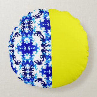 Ice Blue Snowboarder Sky Yellow Snowboarding Sport Round Pillow