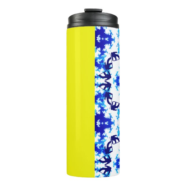 Ice Blue Snowboarder Sky Yellow Snowboarding Sport Thermal Tumbler (Front)