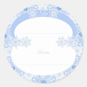 Ice blue snowflake classic round sticker