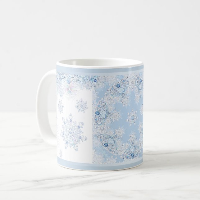 Ice Blue Snowflake Coffee Mug (Front Left)