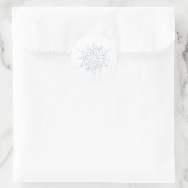 Ice Blue Snowflake Elegant Winter Wedding Classic Round Sticker (Bag)