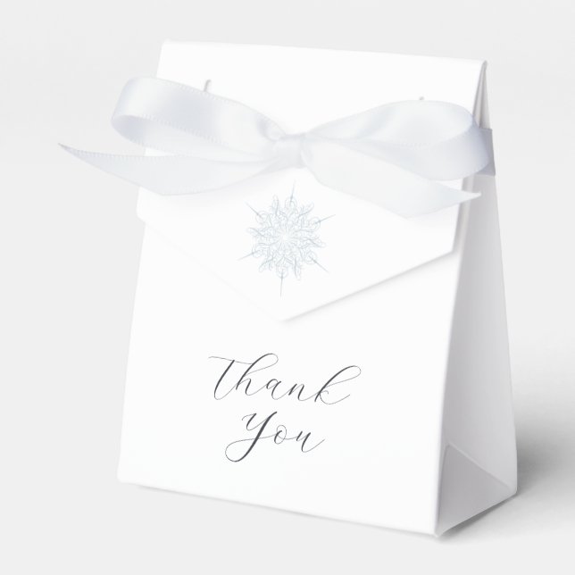 Ice Blue Snowflake Elegant Winter Wedding Favor Box (Front Side)
