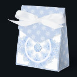 Ice blue snowflake favor box<br><div class="desc">In winter, these ice-blue snowflakes fall on my imaginary world. They have 7 branches, soft blue tones and rhinestones embedded inside. For anyone who loves blue pastels and snowy holidays.</div>