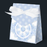 Ice blue snowflake favor box<br><div class="desc">In winter, these ice-blue snowflakes fall on my imaginary world. They have 7 branches, soft blue tones and rhinestones embedded inside. For anyone who loves blue pastels and snowy holidays.</div>