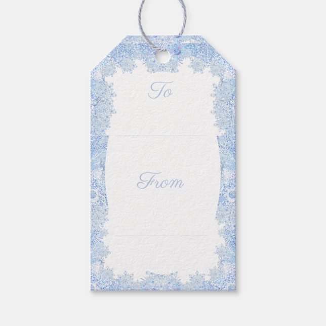 Ice blue snowflake gift tags (Front)