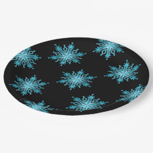 Ice Blue Snowflake Holiday Paper Plates