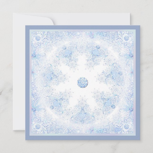 Ice blue snowflake invitation (Front)