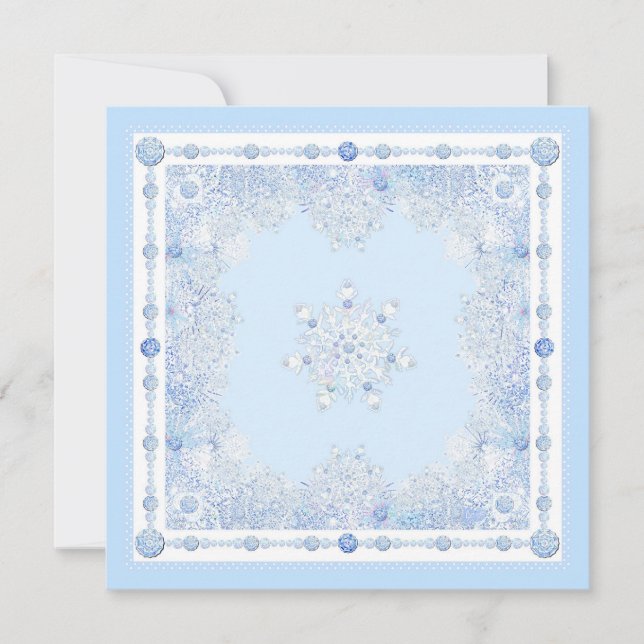 Ice blue snowflake invitation (Front)