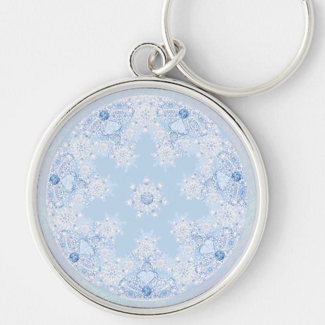 Ice Blue Snowflake Keychain (Front)