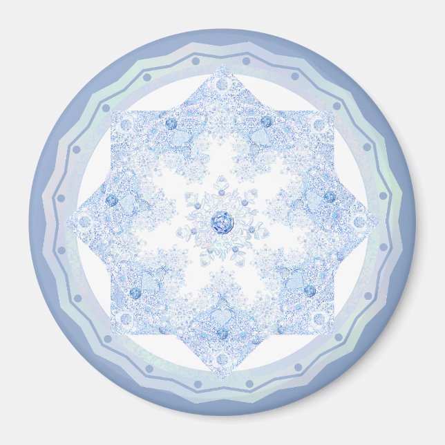 Ice Blue Snowflake Magnet (Front)
