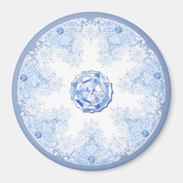 Ice Blue Snowflake Magnet (Front)