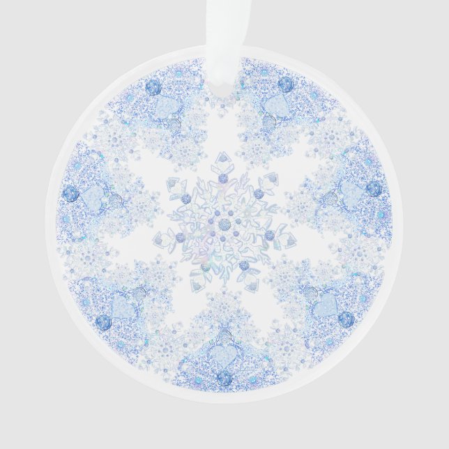 Ice Blue Snowflake Ornament (Front)