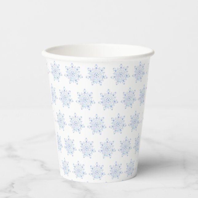 Ice blue snowflake paper cups (Front)