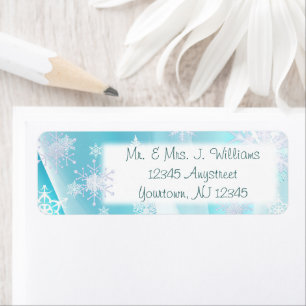 Ice Blue Snowflake Return Address Label