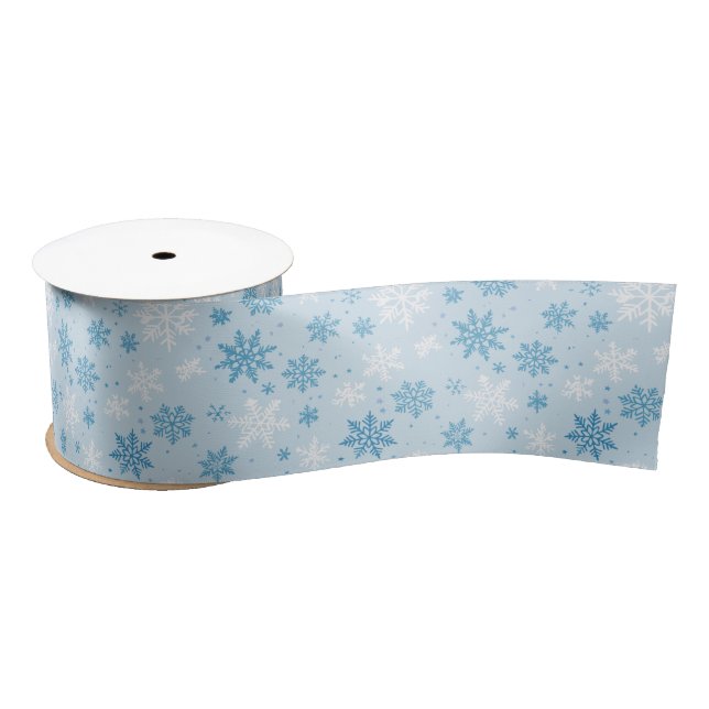 Ice Blue Snowflake Satin Ribbon (Spool)