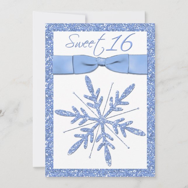 Ice Blue Snowflake Sweet 16 Invitation (Front)