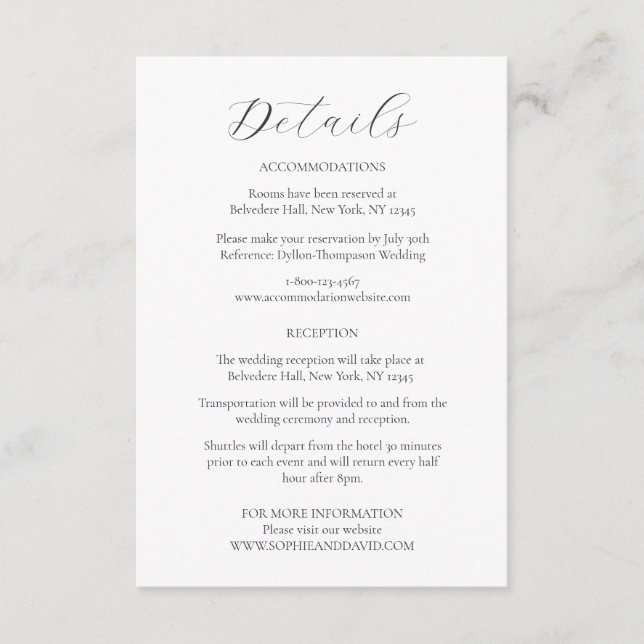 Ice Blue Snowflake Winter Wedding Details Enclosure Card (Front)