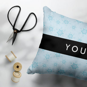 Ice Blue Snowflakes, Your name, Personalize Accent Pillow