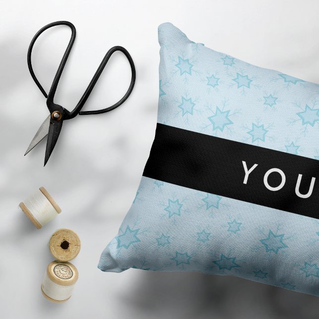 Ice Blue Snowflakes, Your name, Personalize Accent Pillow (Creator Uploaded)
