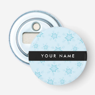 Ice Blue Snowflakes, Your name, Personalize Bottle Opener