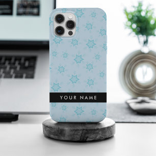Ice Blue Snowflakes, Your name, Personalize iPhone 15 Pro Max Case